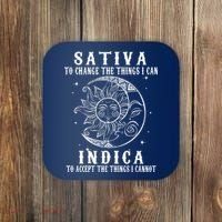 Sativa To Change The Things I Can Indica, Cannabis Weed Coaster thumb 0