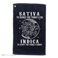Sativa To Change The Things I Can Indica, Cannabis Weed Golf Towel thumb 0