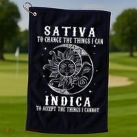 Sativa To Change The Things I Can Indica, Cannabis Weed Golf Towel thumb 1