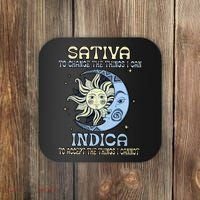 Sativa To Change The Things I Can Indica Cannabis Weed Sun Moon 420 Day Coaster thumb 0