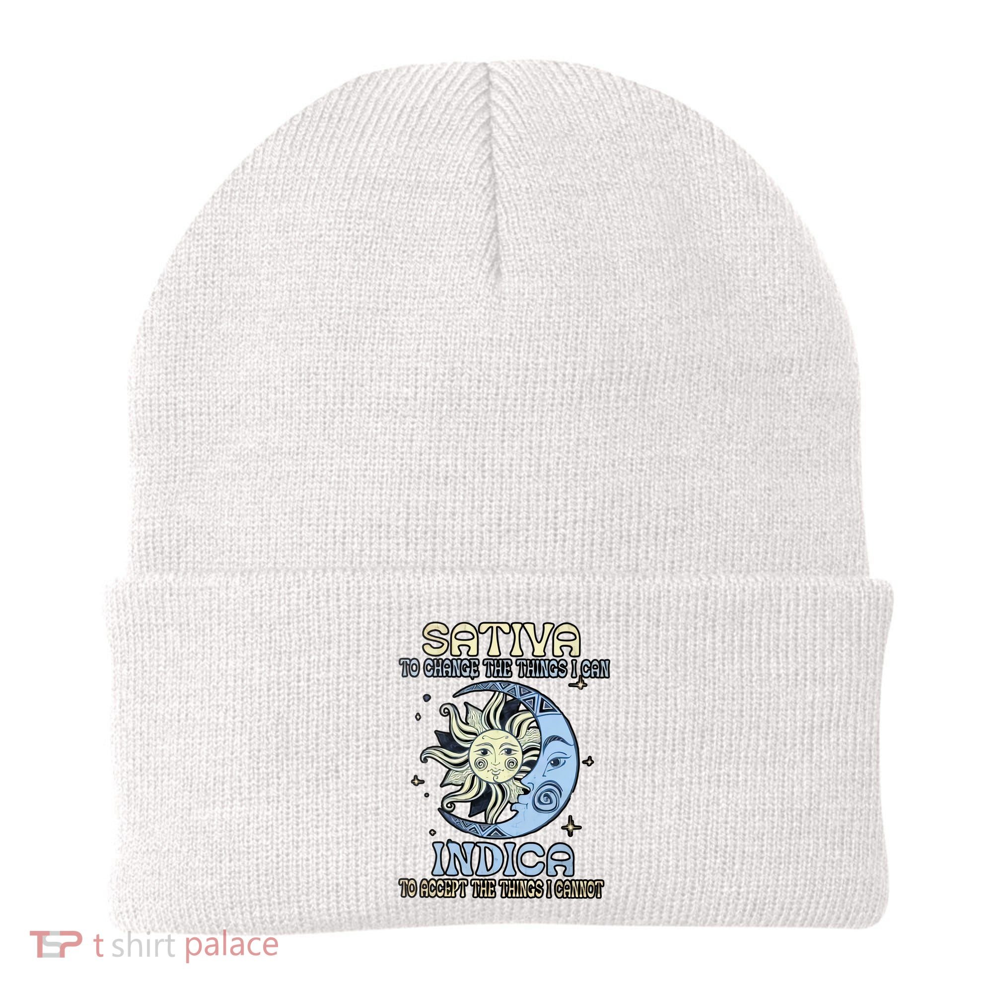 Sativa To Change The Things I Can Indica Cannabis Weed Sun Moon 420 Day Beanie