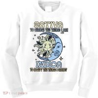 Sativa To Change The Things I Can Indica Cannabis Weed Sun Moon 420 Day Kids Sweatshirt thumb 0