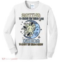 Sativa To Change The Things I Can Indica Cannabis Weed Sun Moon 420 Day Kids Long Sleeve Shirt thumb 0