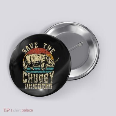 save the chubby unicorn rhino retro vintage Button