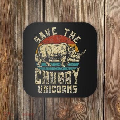 save the chubby unicorn rhino retro vintage Coaster