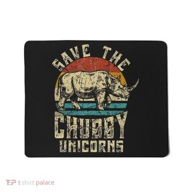 save the chubby unicorn rhino retro vintage Mousepad