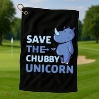 Save The Chubby Unicorn Gift Golf Towel thumb 1