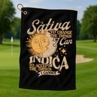 Sativa To Change The Things I Can Indica Positivity Golf Towel thumb 1