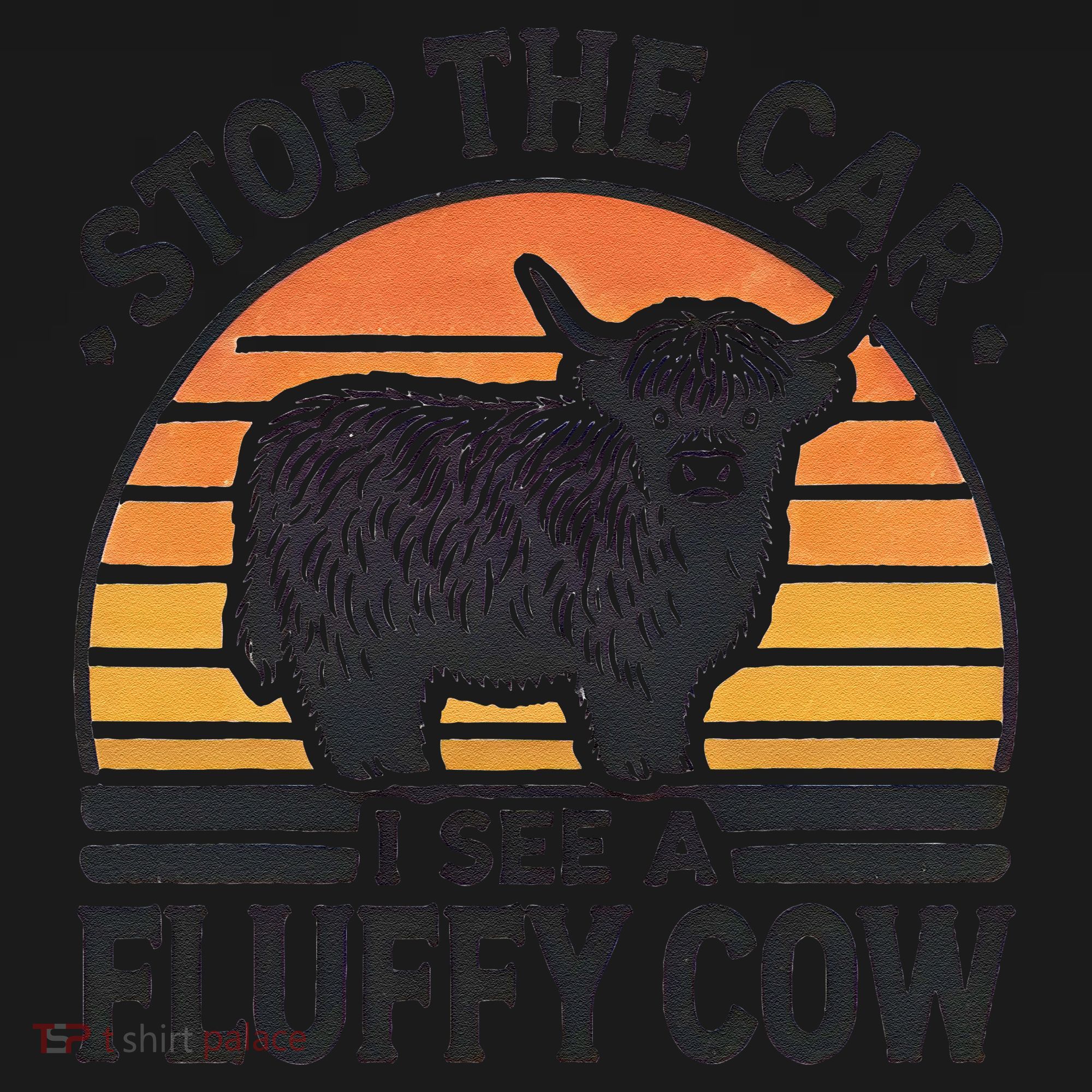 Stop The Car I See Fluffy Cow Retro Highland Cow Lover Funny Women's Hoodie