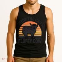 Stop The Car I See Fluffy Cow Retro Highland Cow Lover Funny Tank Top thumb 3