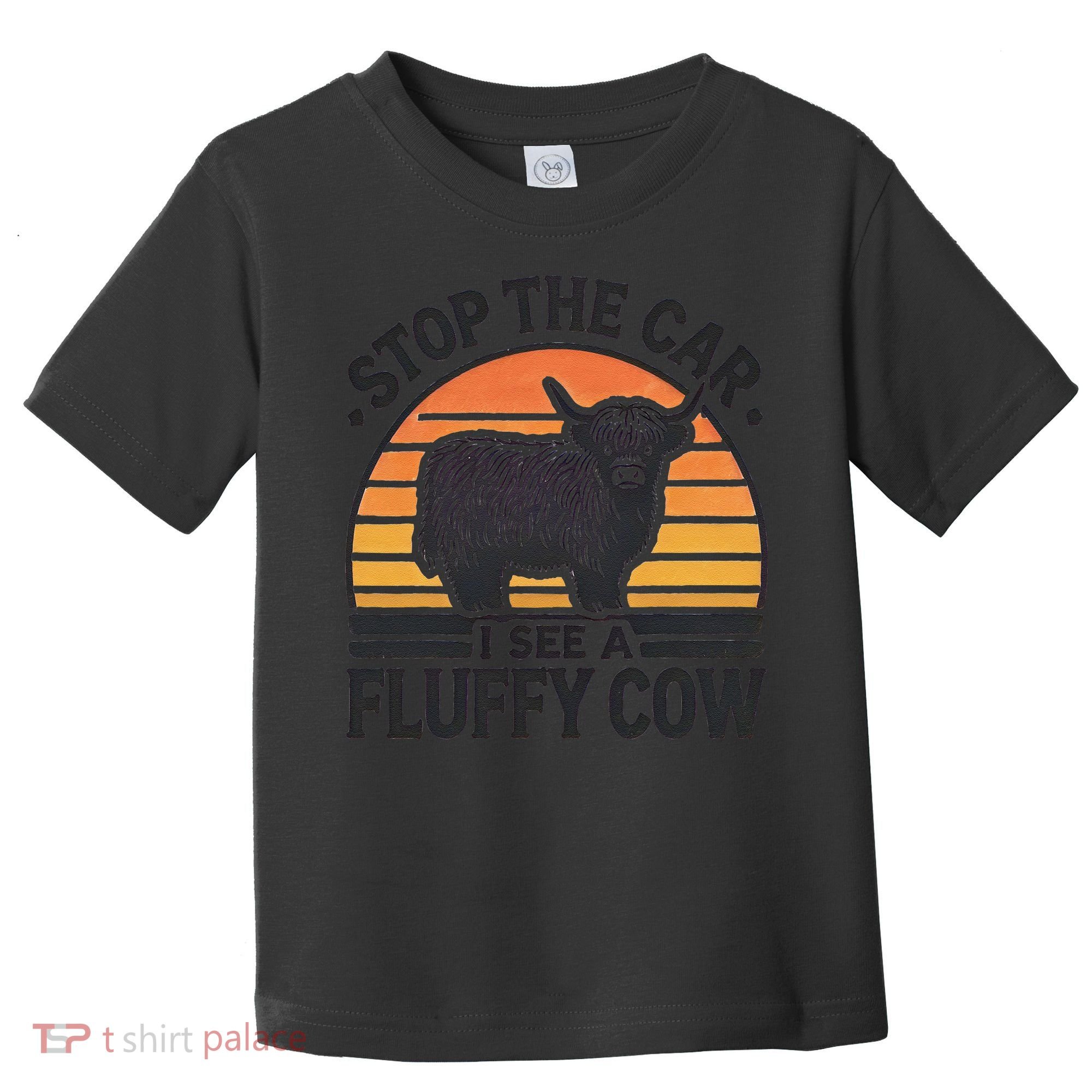 Stop The Car I See Fluffy Cow Retro Highland Cow Lover Funny Toddler T-Shirt