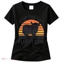 Stop The Car I See Fluffy Cow Retro Highland Cow Lover Funny Women's T-Shirt thumb 0