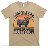 Stop The Car I See Fluffy Cow Retro Highland Cow Lover Funny T-Shirt thumb 0