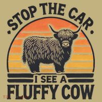 Stop The Car I See Fluffy Cow Retro Highland Cow Lover Funny Button thumb 1
