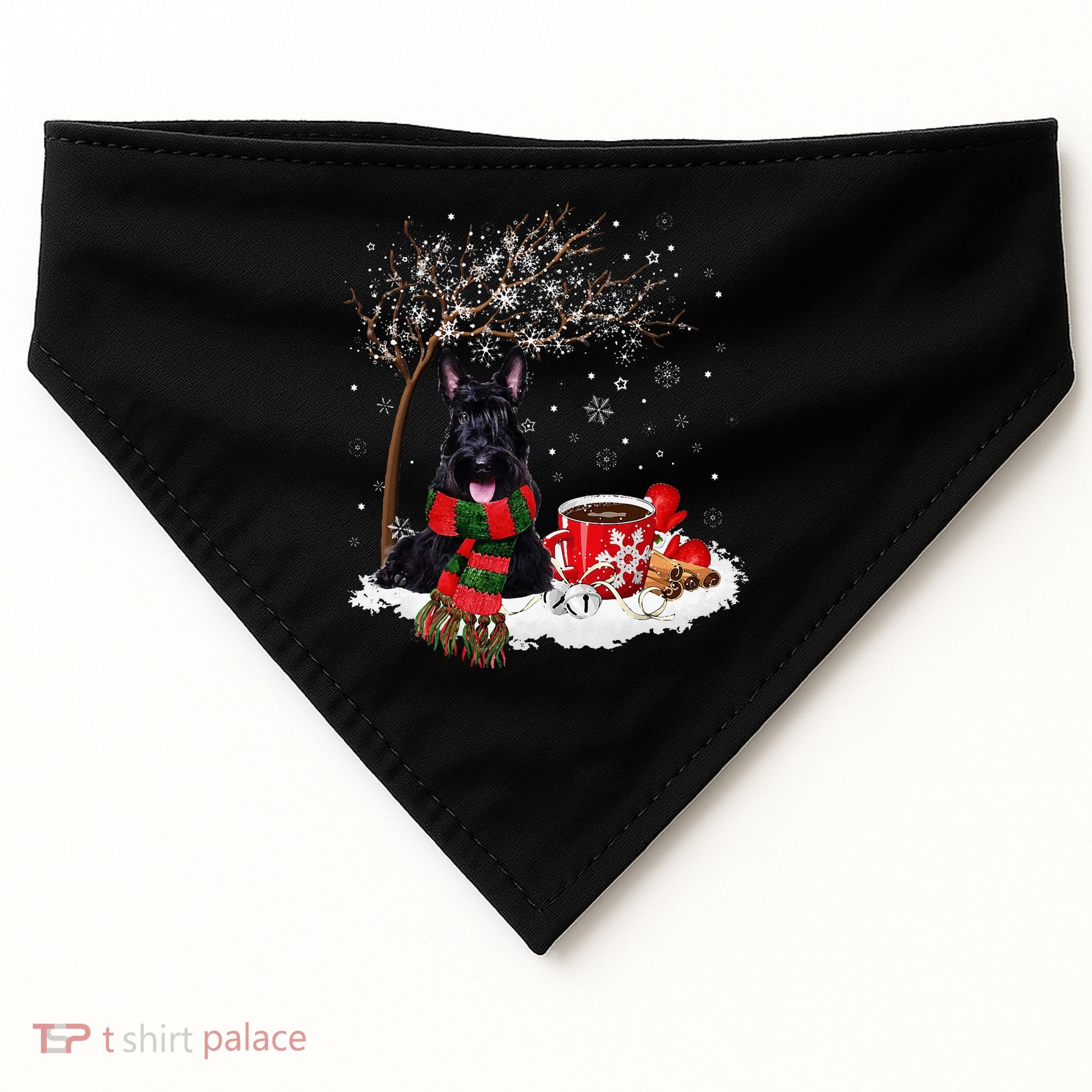 Scottish Terrier Dog In The Snow Christmas Winter Xmas Tree USA-Made Doggie Bandana