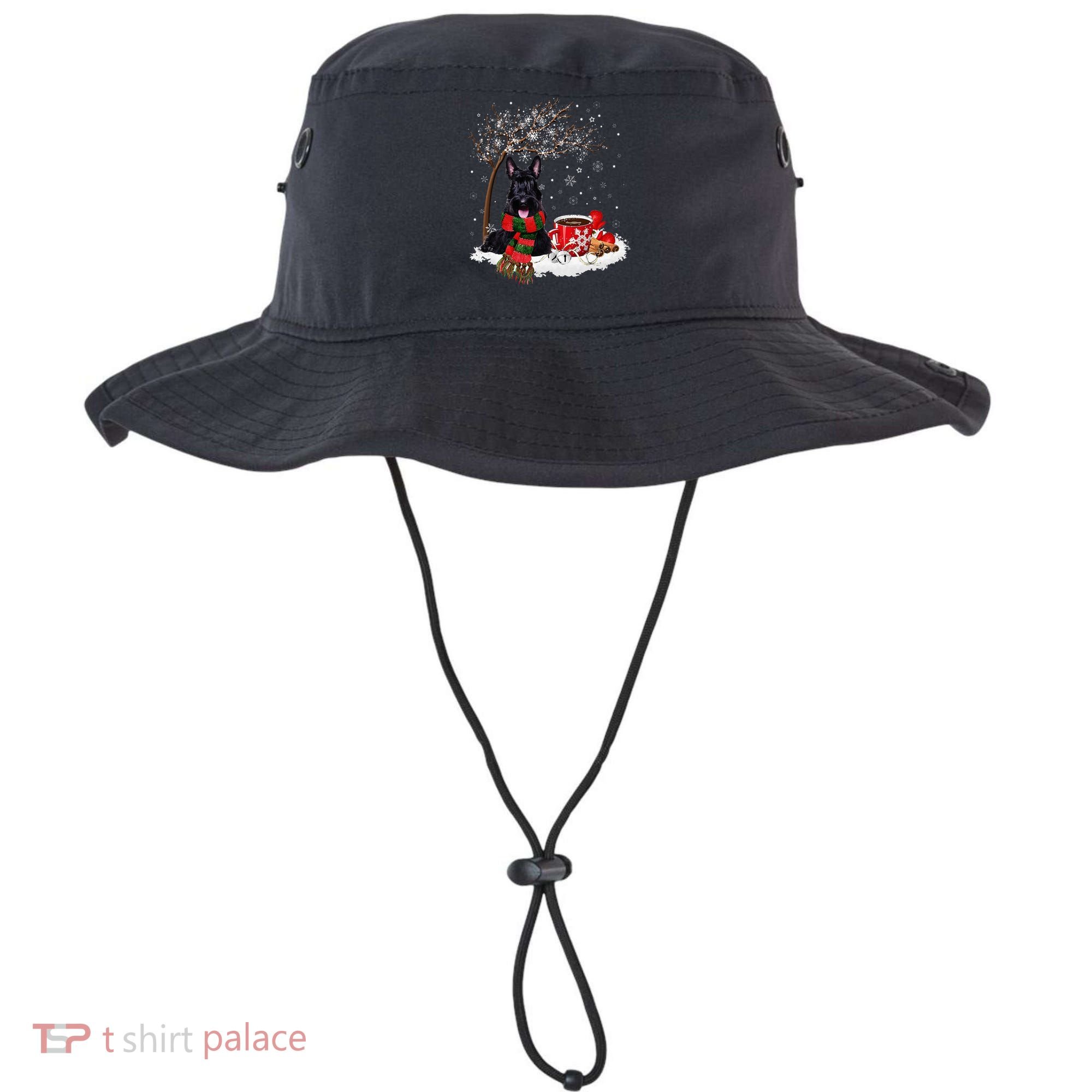 Scottish Terrier Dog In The Snow Christmas Winter Xmas Tree Bucket Hat