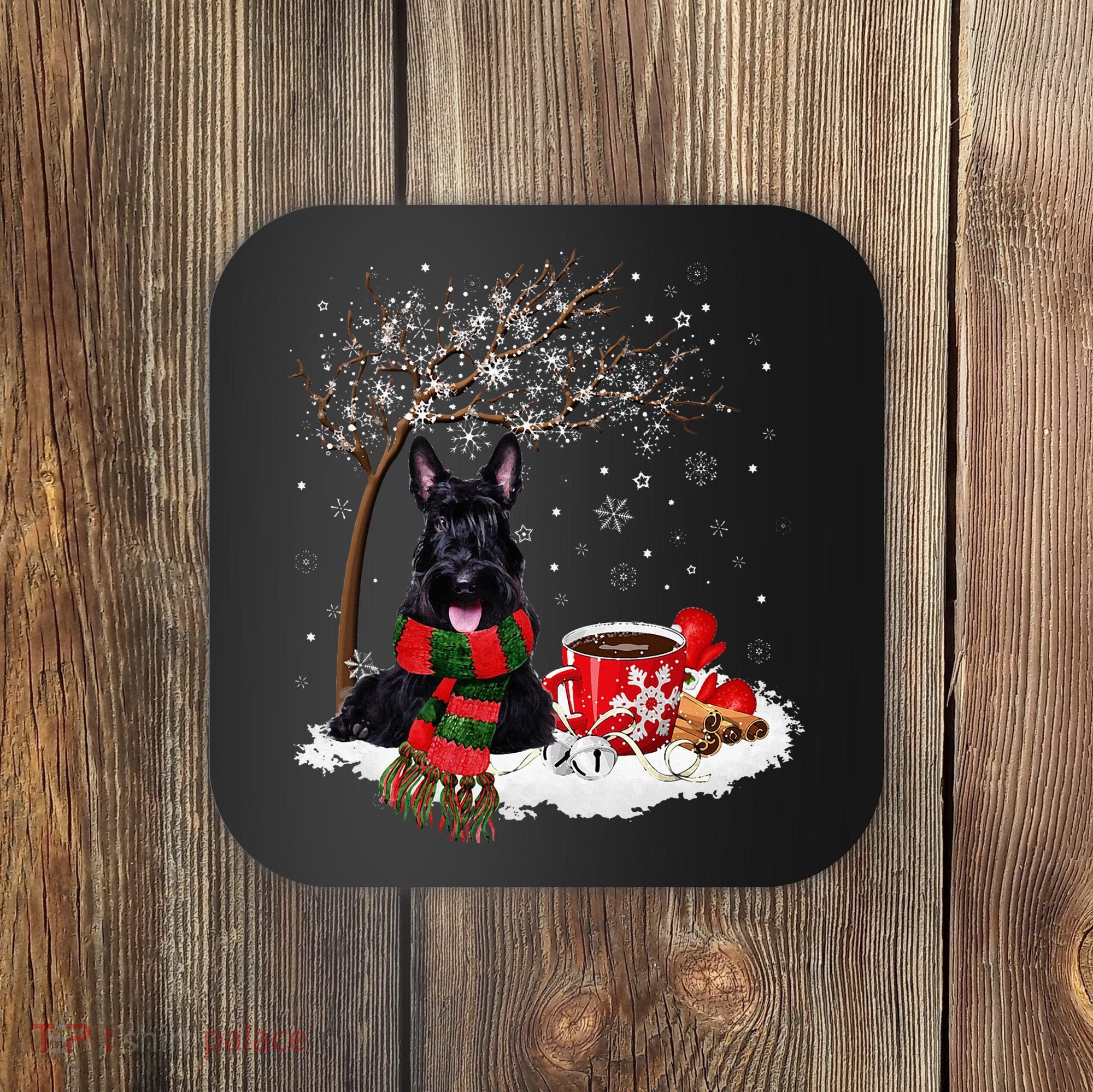 Scottish Terrier Dog In The Snow Christmas Winter Xmas Tree Coaster