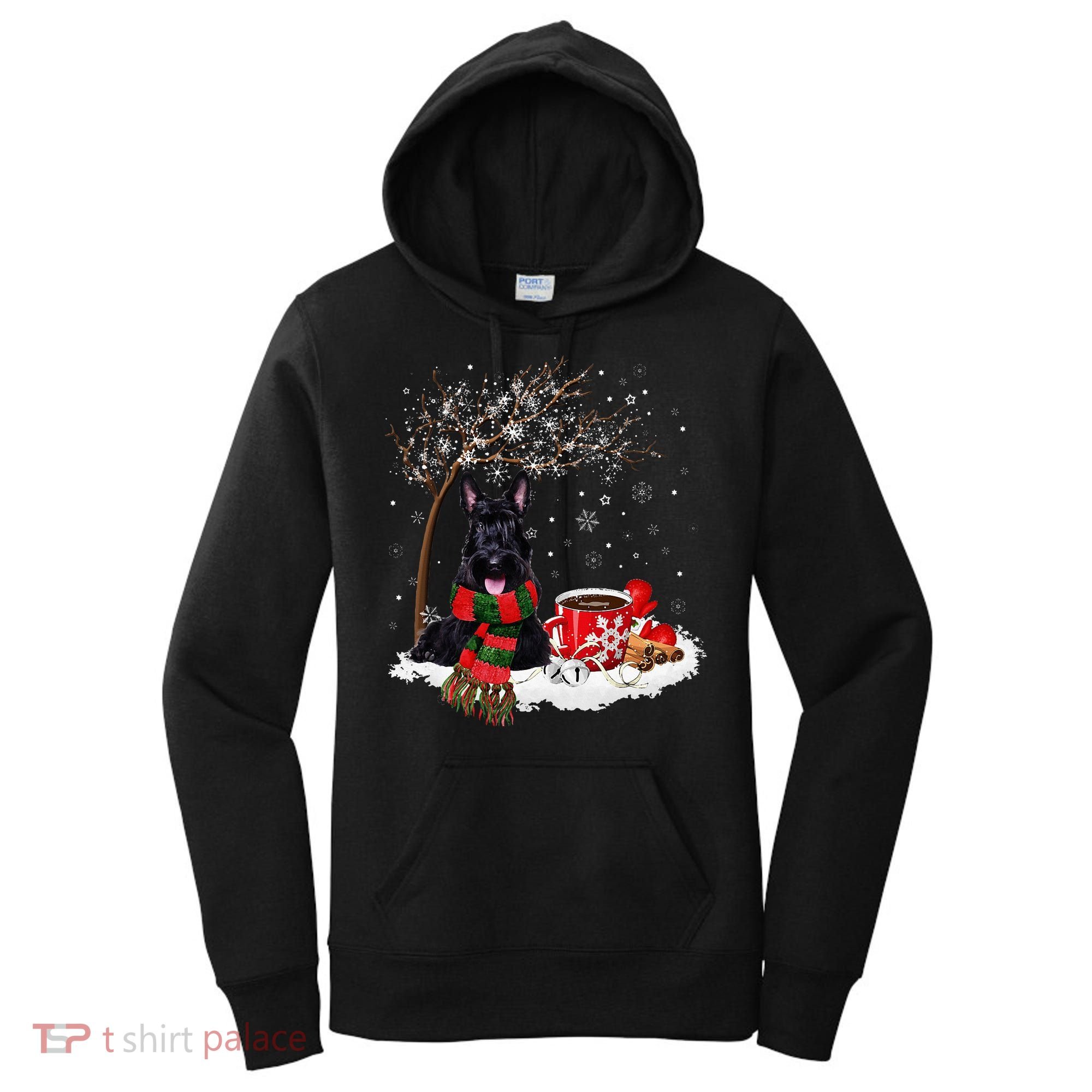 Scottish Terrier Dog In The Snow Christmas Winter Xmas Tree Women's Hoodie