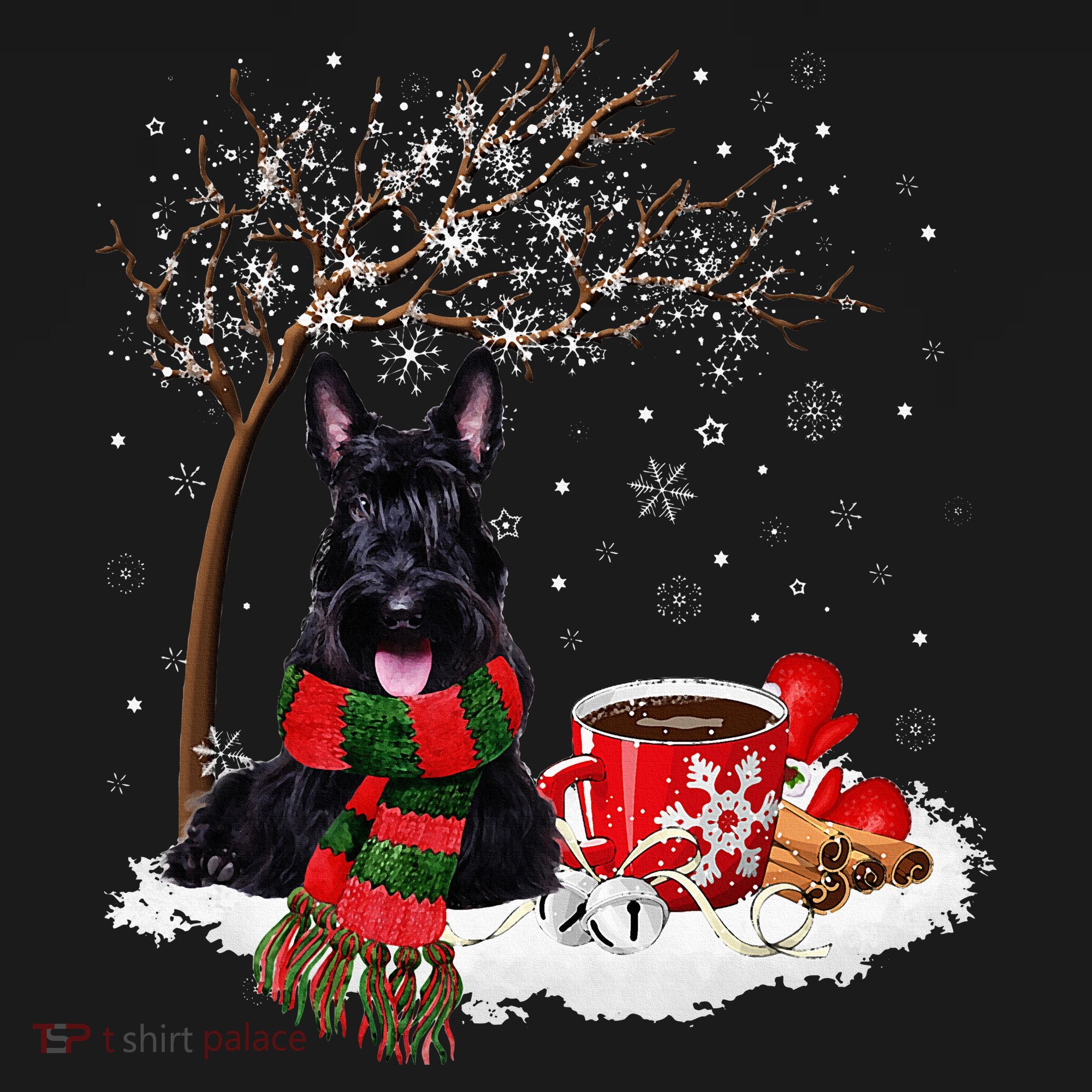 Scottish Terrier Dog In The Snow Christmas Winter Xmas Tree Women's Tank Top