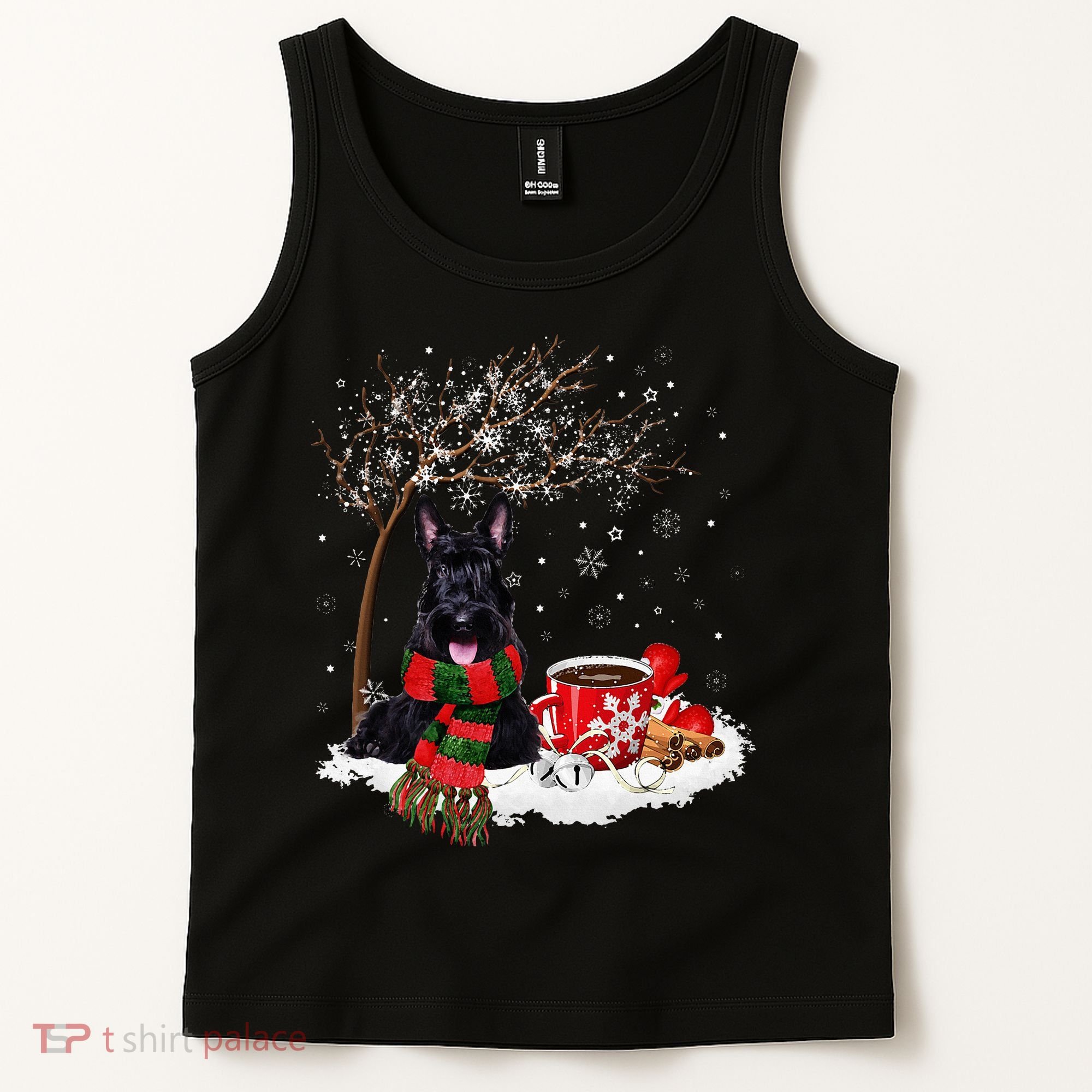 Scottish Terrier Dog In The Snow Christmas Winter Xmas Tree Tank Top