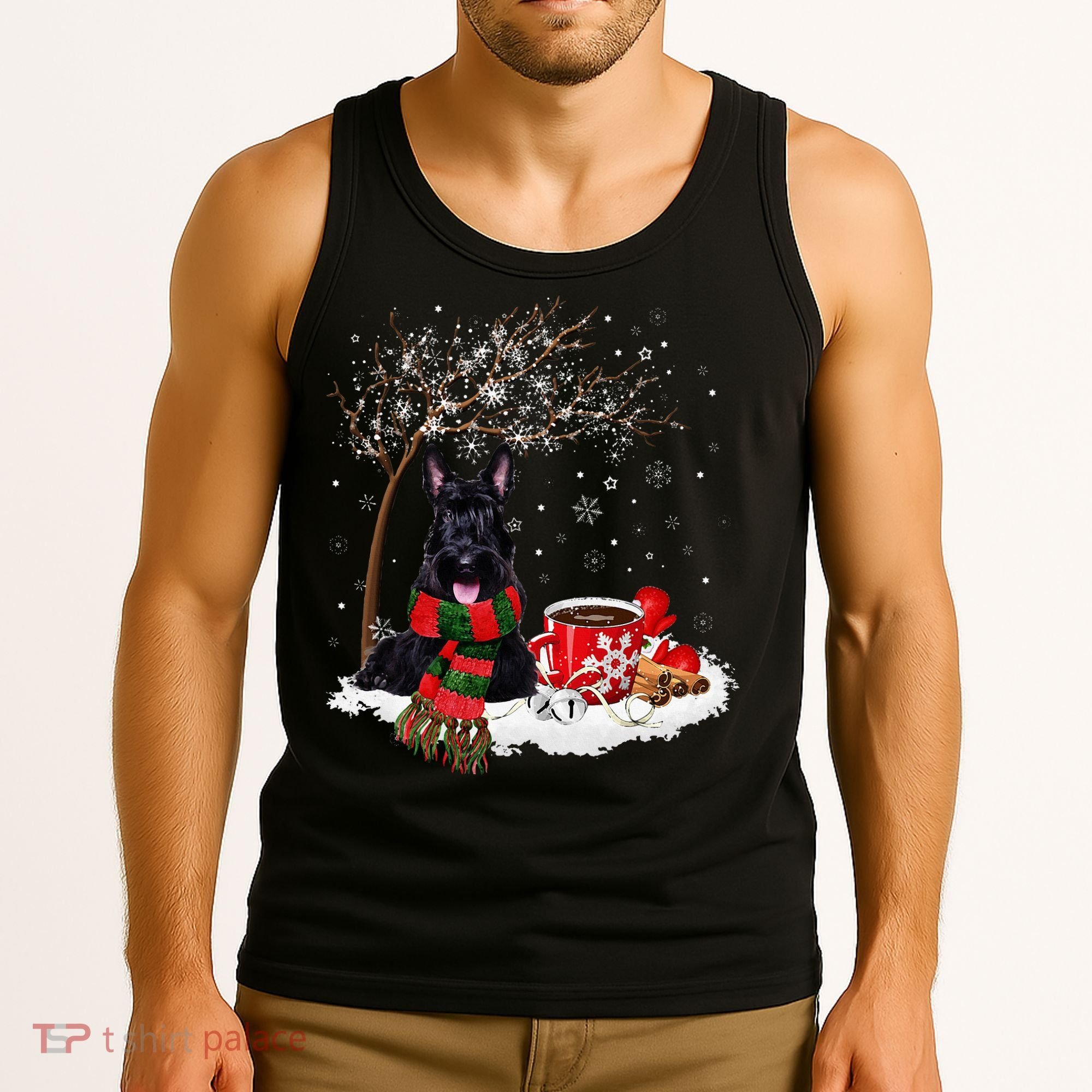 Scottish Terrier Dog In The Snow Christmas Winter Xmas Tree Tank Top
