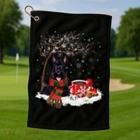Scottish Terrier Dog In The Snow Christmas Winter Xmas Tree Golf Towel thumb 1