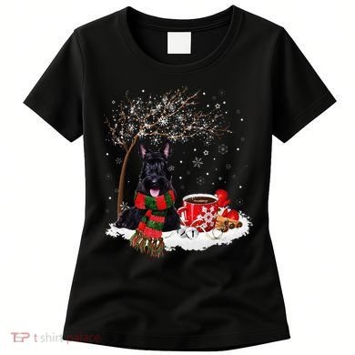 Scottish Terrier Dog In The Snow Christmas Winter Xmas Tree Women's T-Shirt