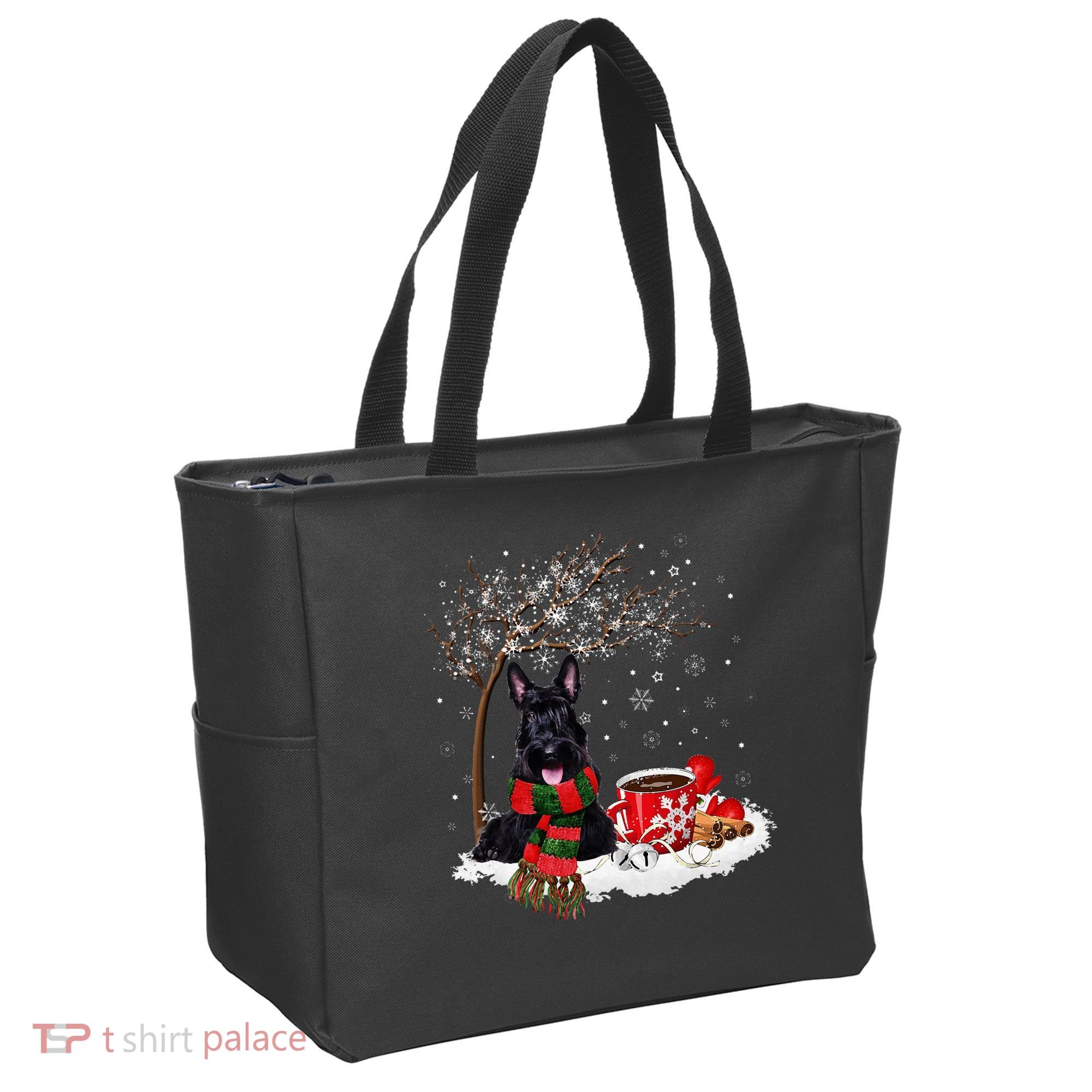 Scottish Terrier Dog In The Snow Christmas Winter Xmas Tree Tote Bag