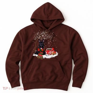 Scottish Terrier Dog In The Snow Christmas Winter Xmas Tree Hoodie