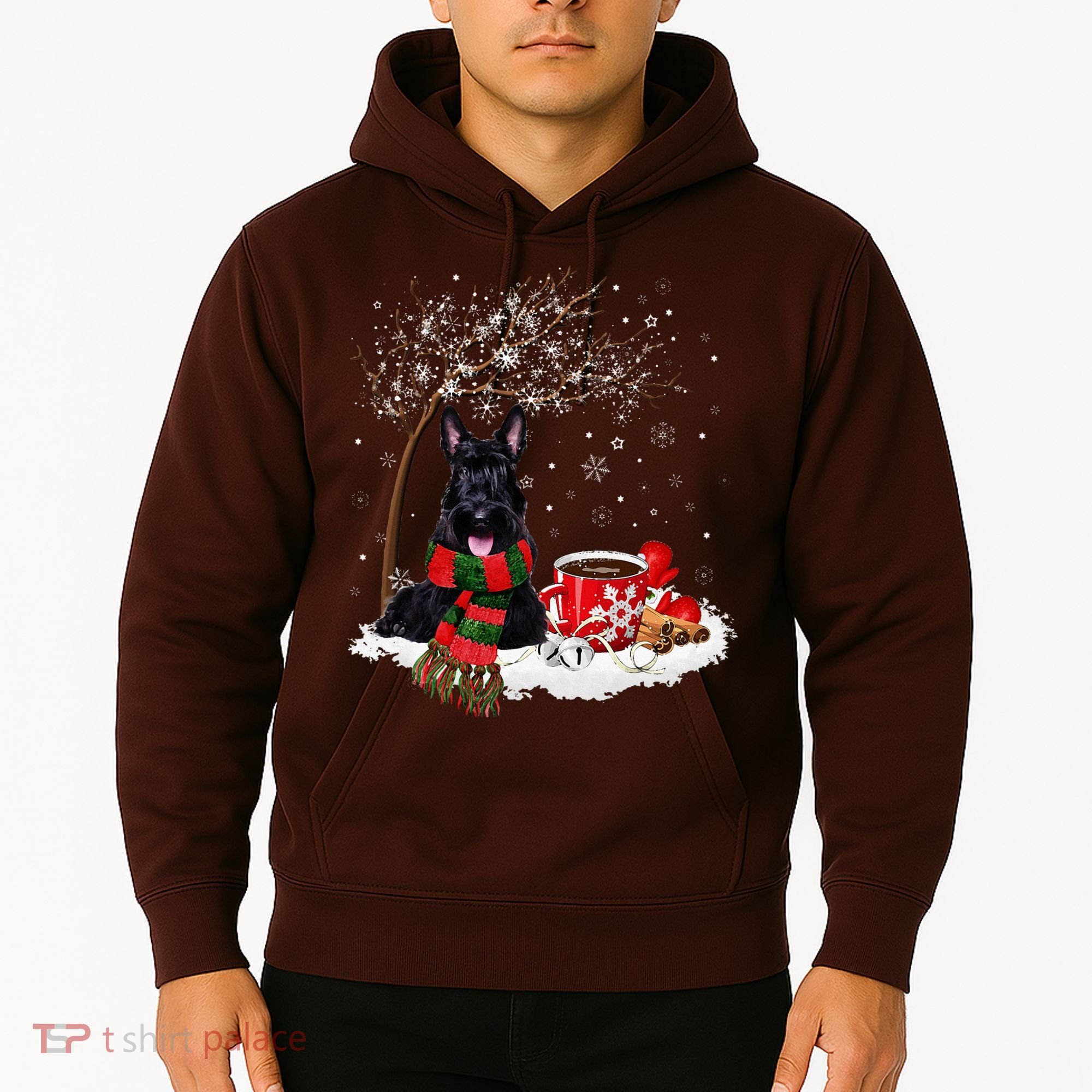 Scottish Terrier Dog In The Snow Christmas Winter Xmas Tree Hoodie