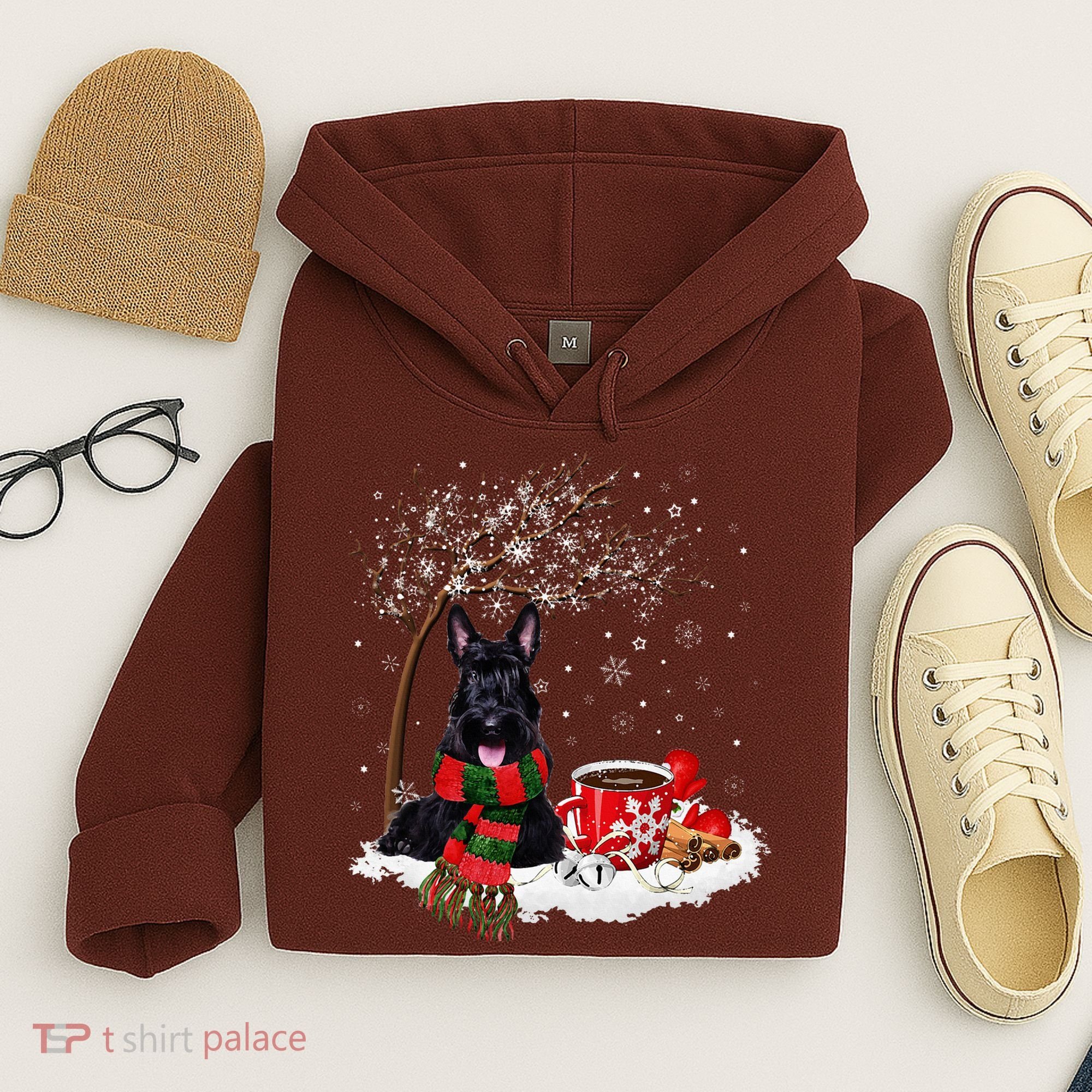 Scottish Terrier Dog In The Snow Christmas Winter Xmas Tree Hoodie