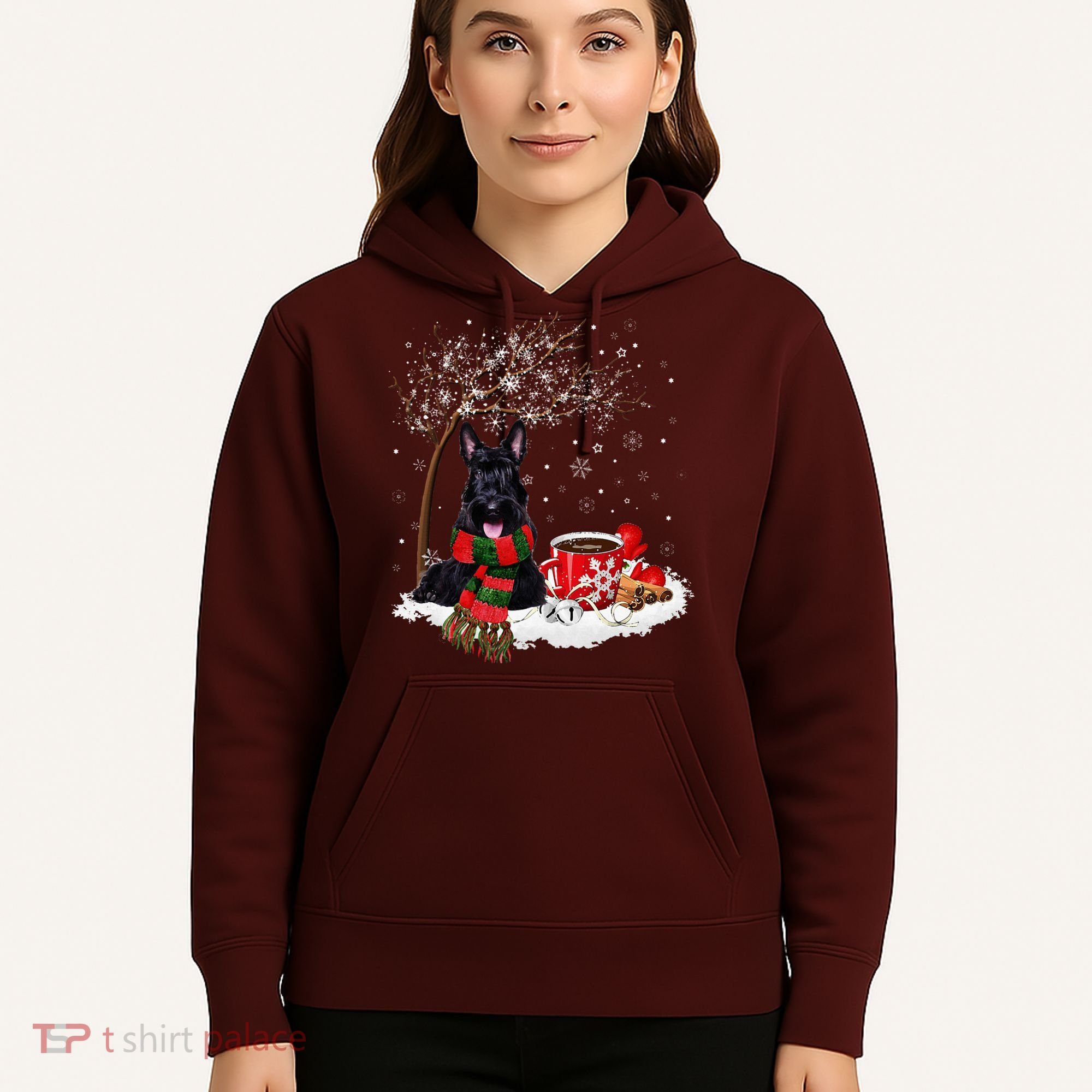 Scottish Terrier Dog In The Snow Christmas Winter Xmas Tree Hoodie