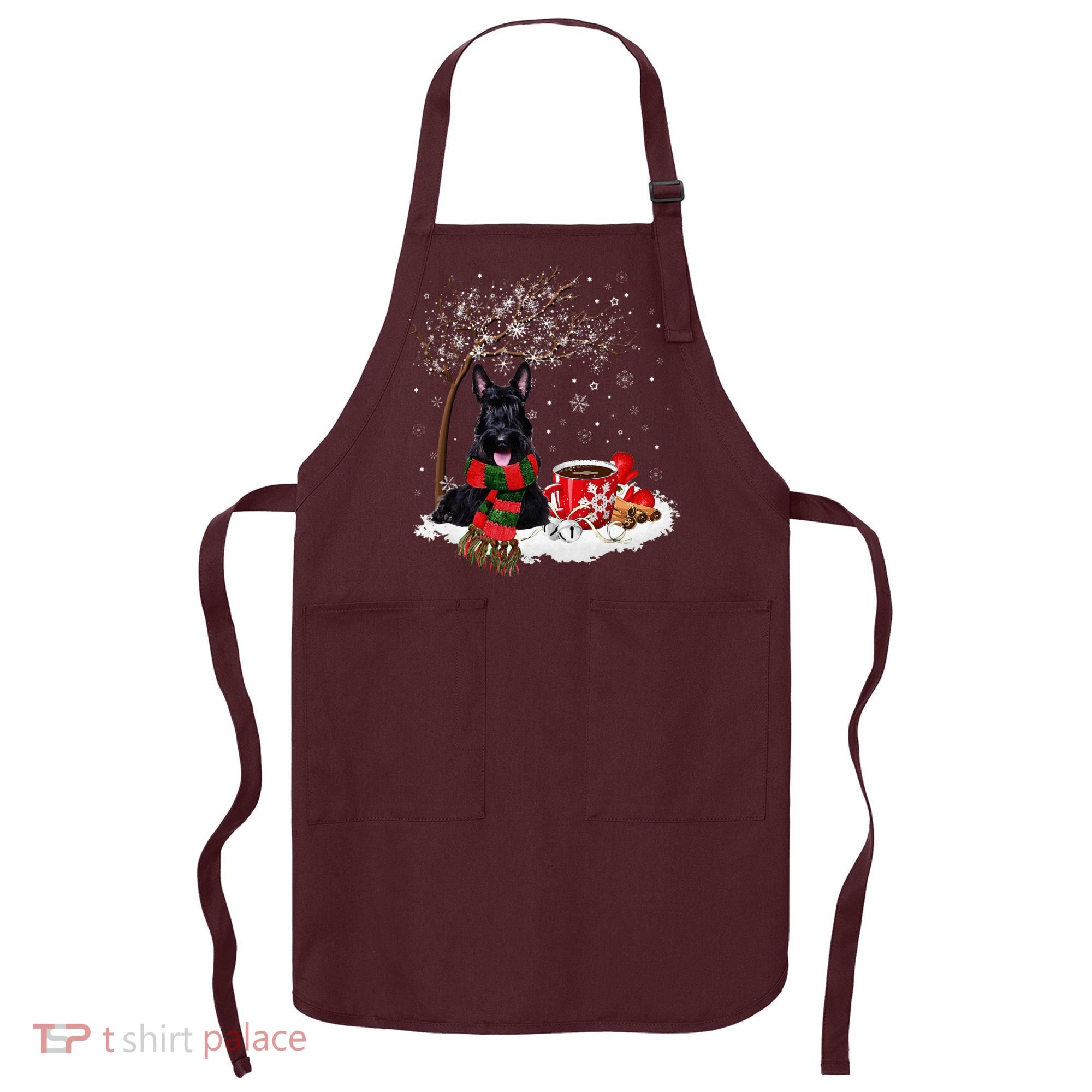 Scottish Terrier Dog In The Snow Christmas Winter Xmas Tree Apron