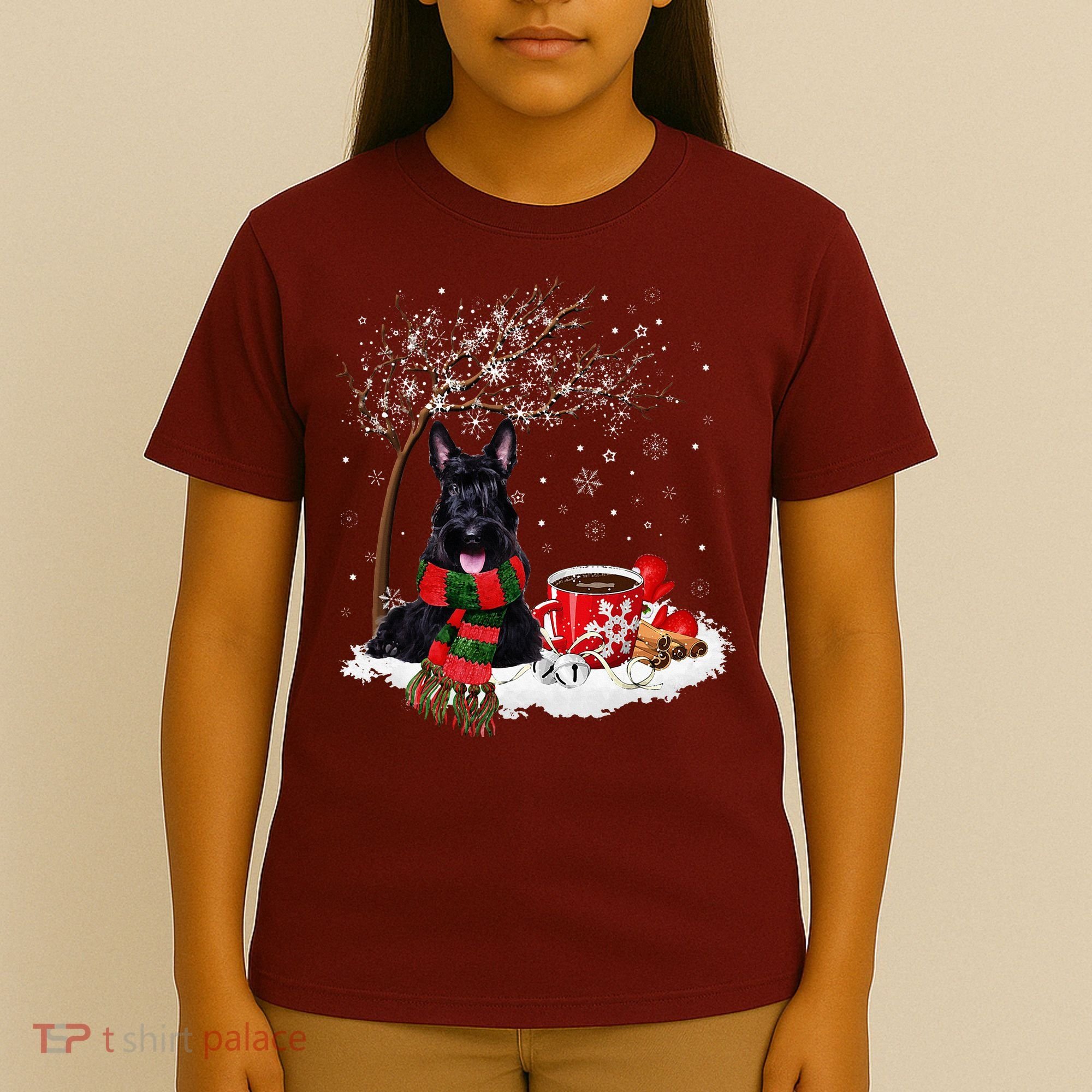 Scottish Terrier Dog In The Snow Christmas Winter Xmas Tree T-Shirt