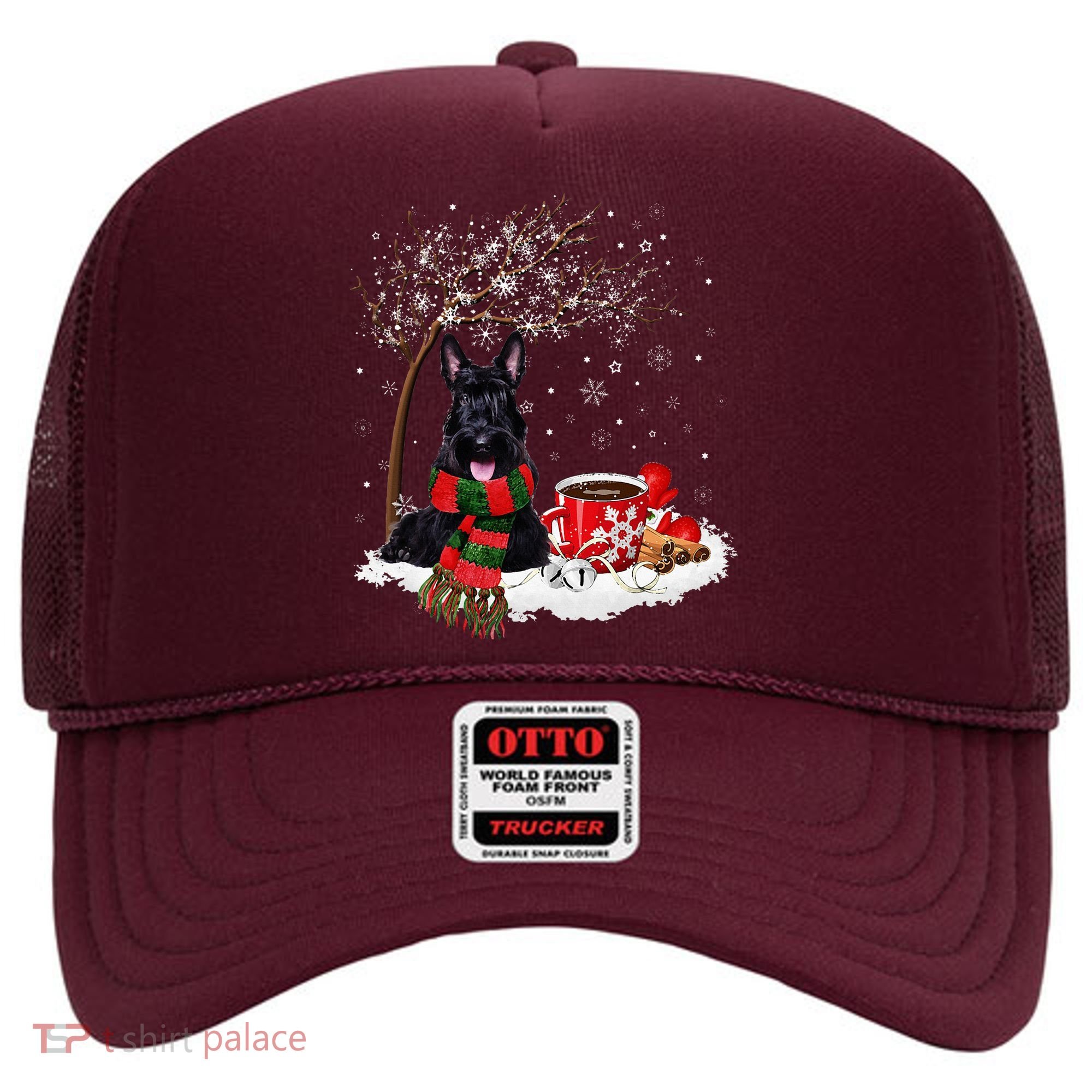 Scottish Terrier Dog In The Snow Christmas Winter Xmas Tree Hat