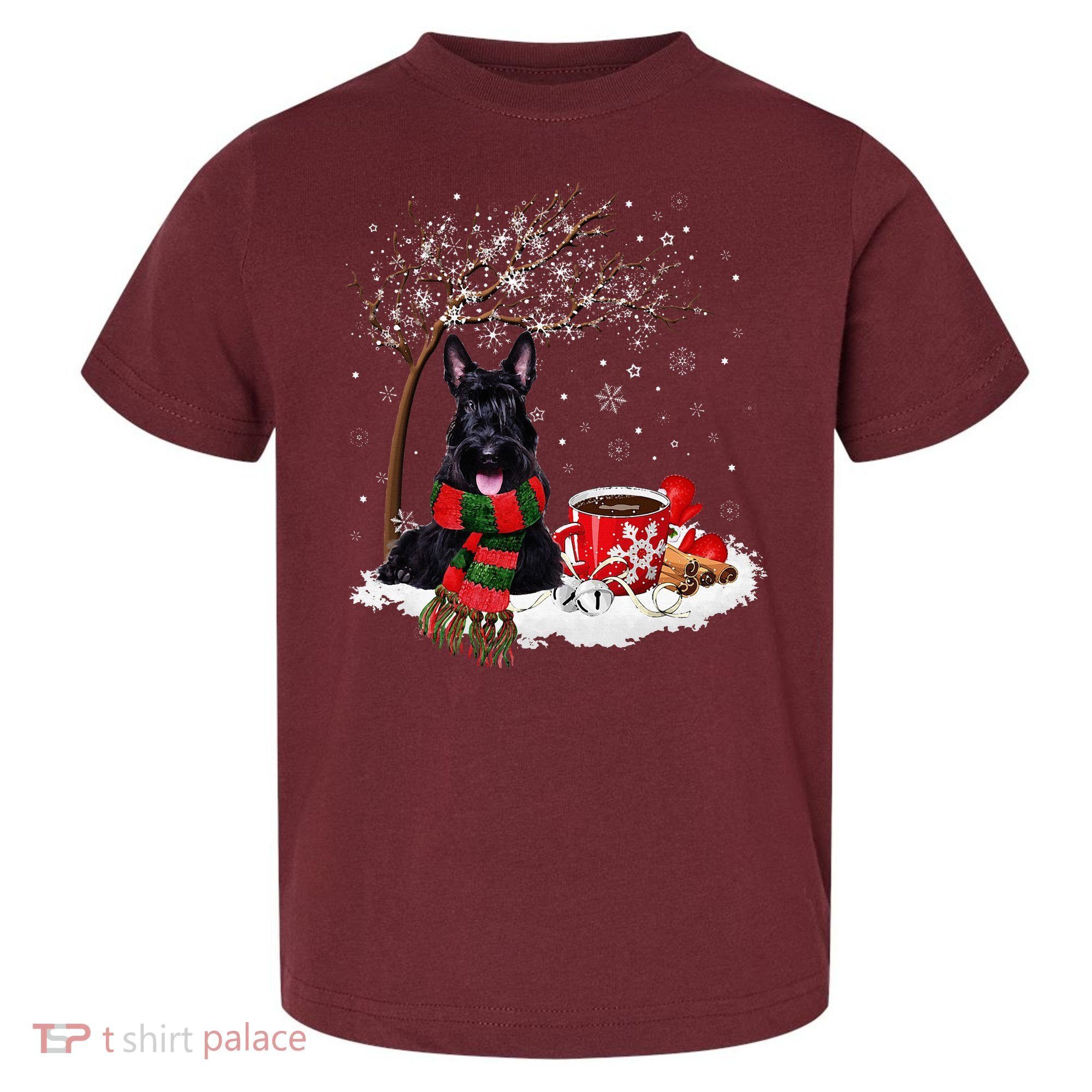 Scottish Terrier Dog In The Snow Christmas Winter Xmas Tree Toddler T-Shirt