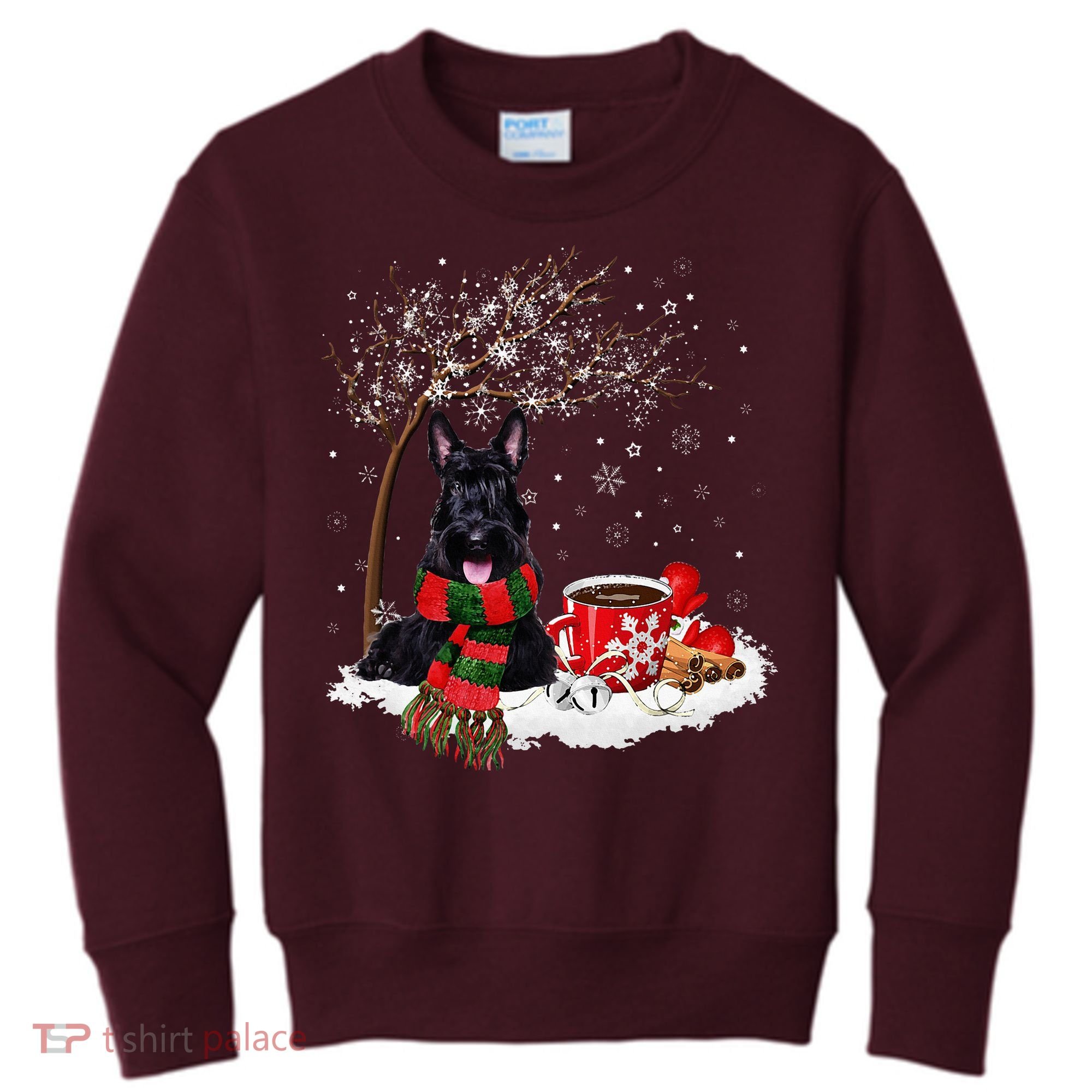 Scottish Terrier Dog In The Snow Christmas Winter Xmas Tree Kids Sweatshirt