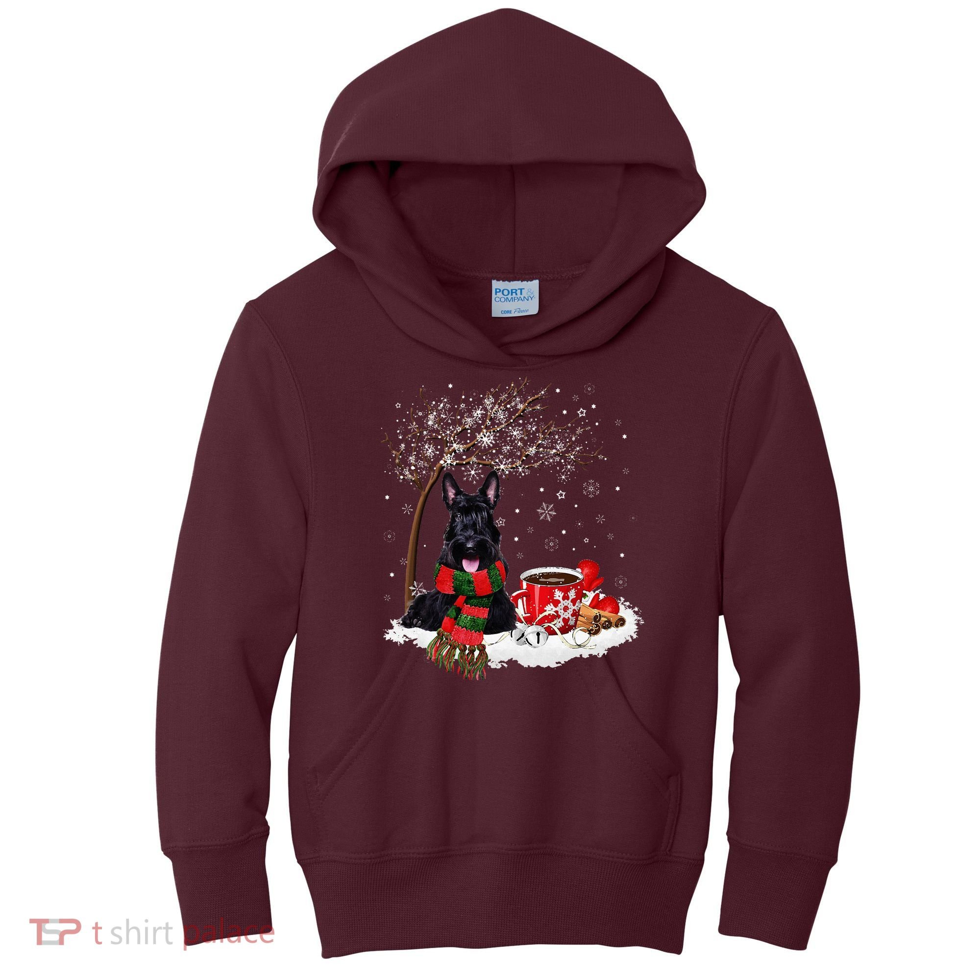 Scottish Terrier Dog In The Snow Christmas Winter Xmas Tree Kids Hoodie