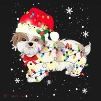 Shih Tzu Dog Christmas Light Xmas Mom Dad Funny Gift Great Gift Backpack thumb 2