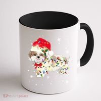 Shih Tzu Dog Christmas Light Xmas Mom Dad Funny Gift Great Gift Coffee Mug thumb 1