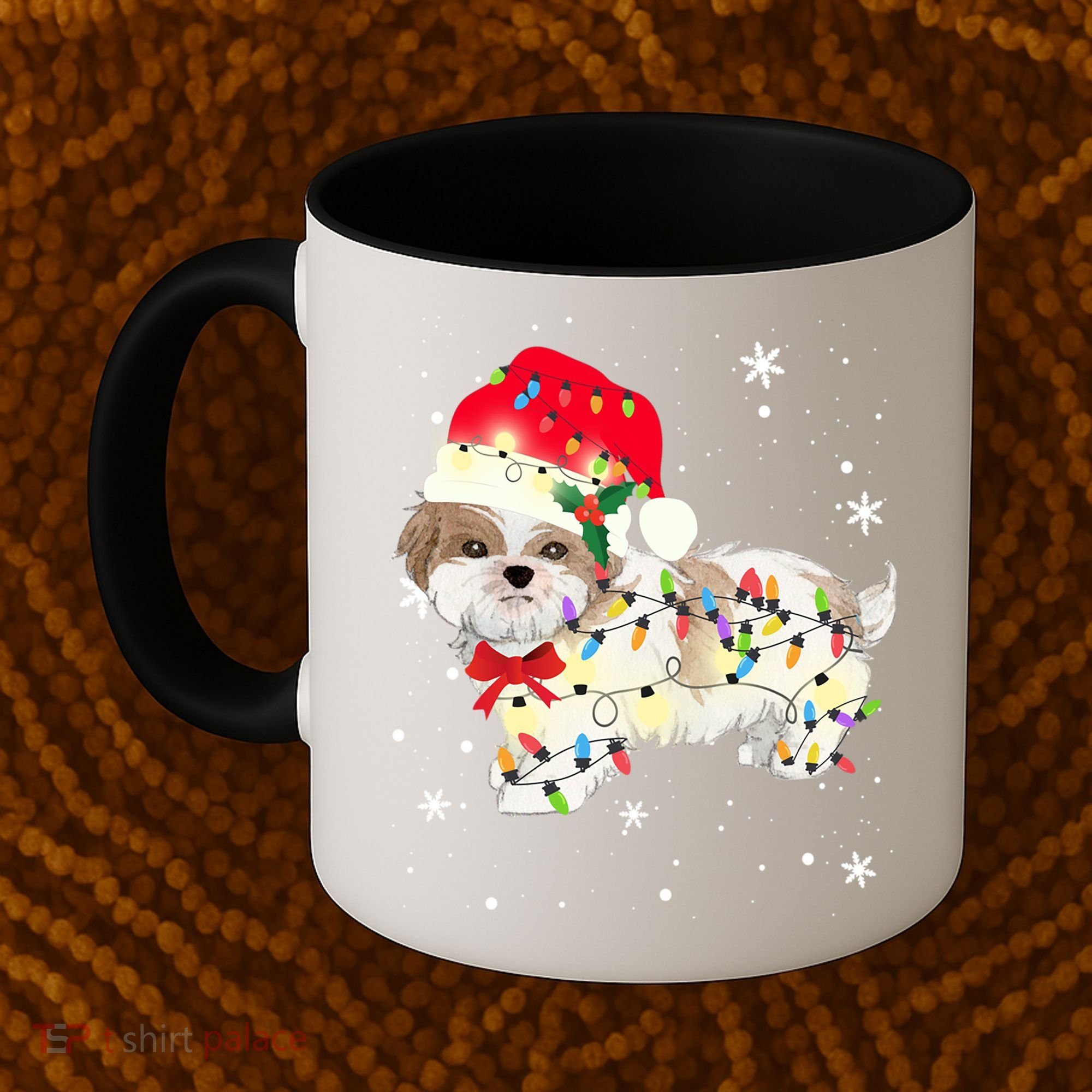 Shih Tzu Dog Christmas Light Xmas Mom Dad Funny Gift Great Gift Coffee Mug