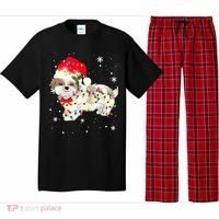 Shih Tzu Dog Christmas Light Xmas Mom Dad Funny Gift Great Gift Pajama Set thumb 0