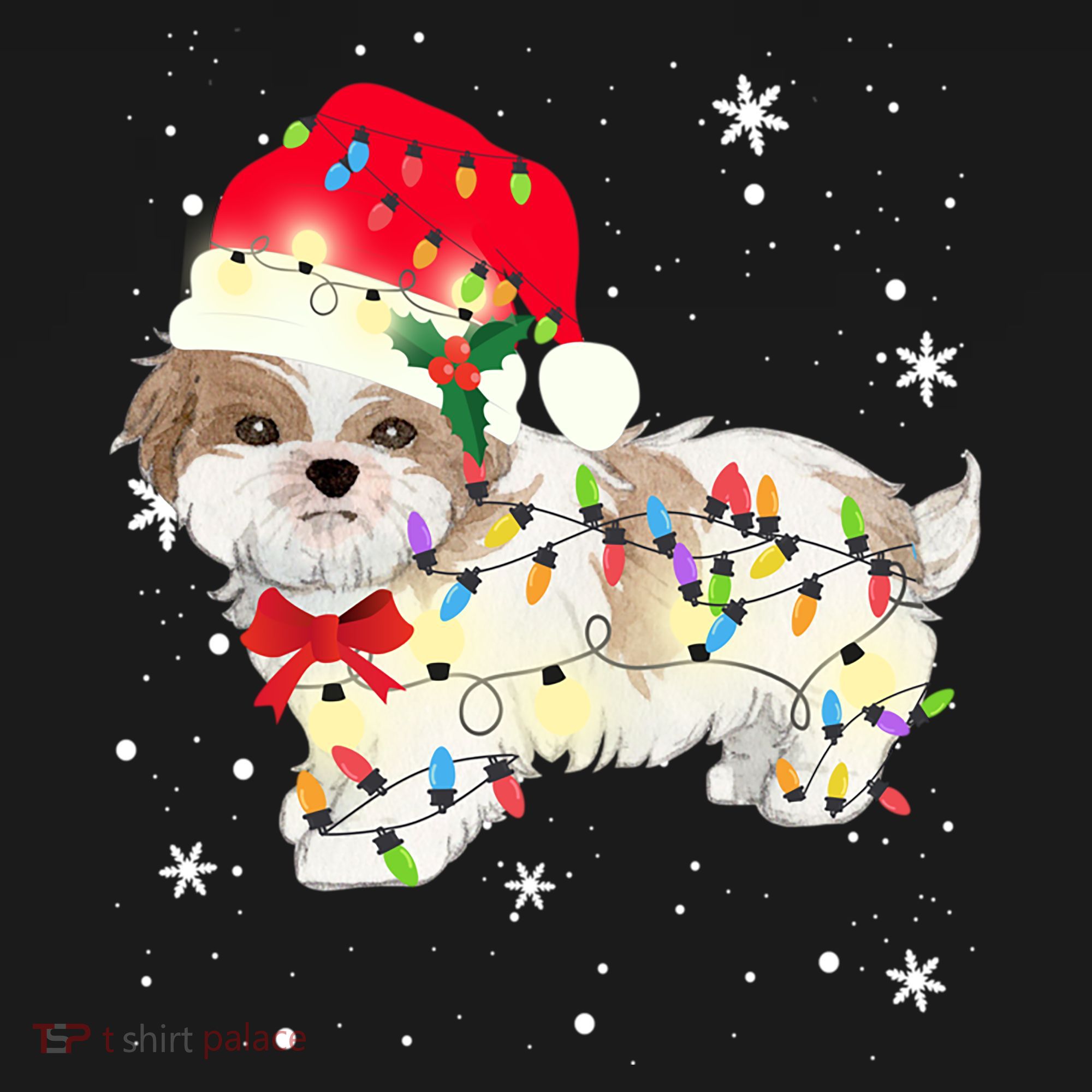 Shih Tzu Dog Christmas Light Xmas Mom Dad Funny Gift Great Gift Women's Hoodie
