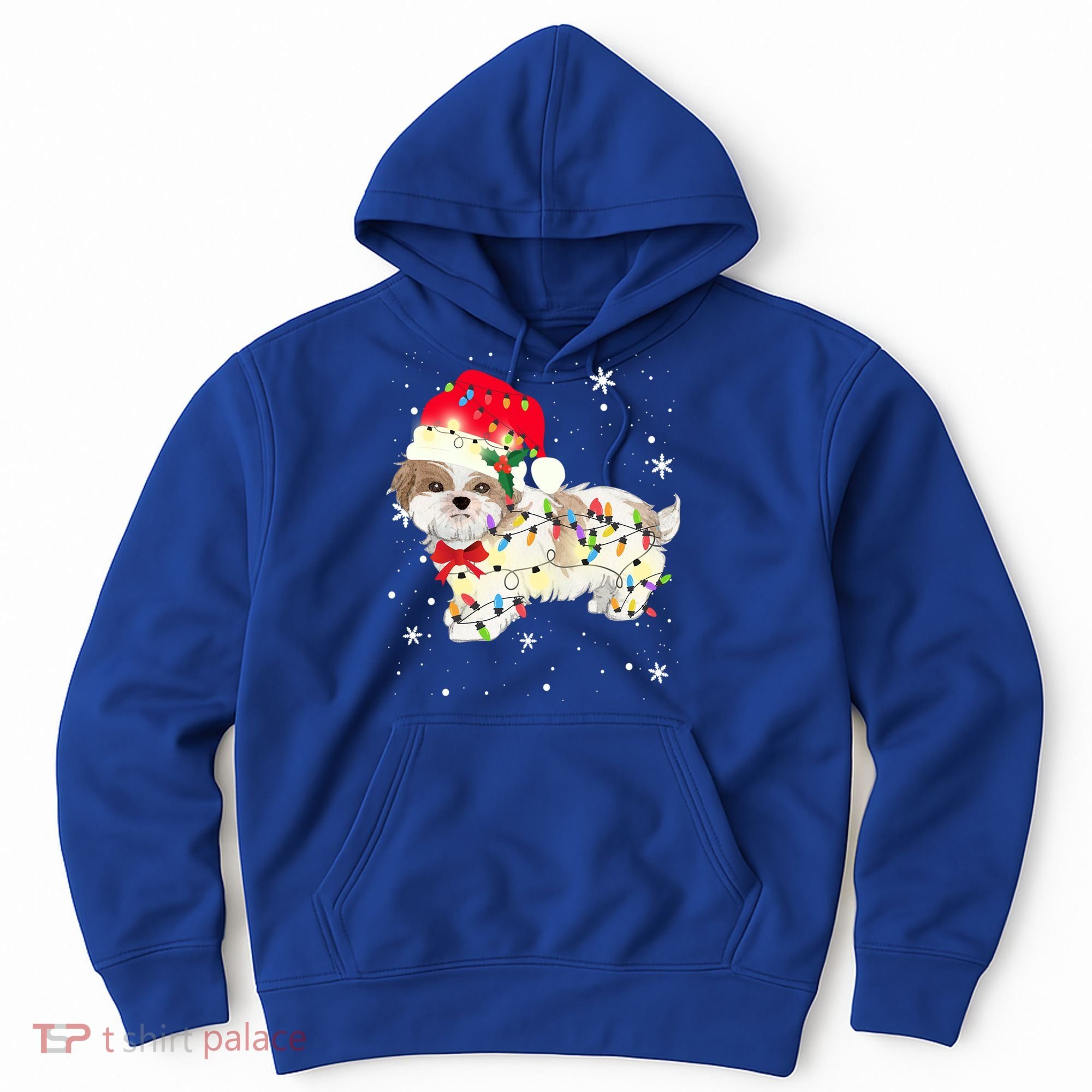 Shih Tzu Dog Christmas Light Xmas Mom Dad Funny Gift Great Gift Hoodie
