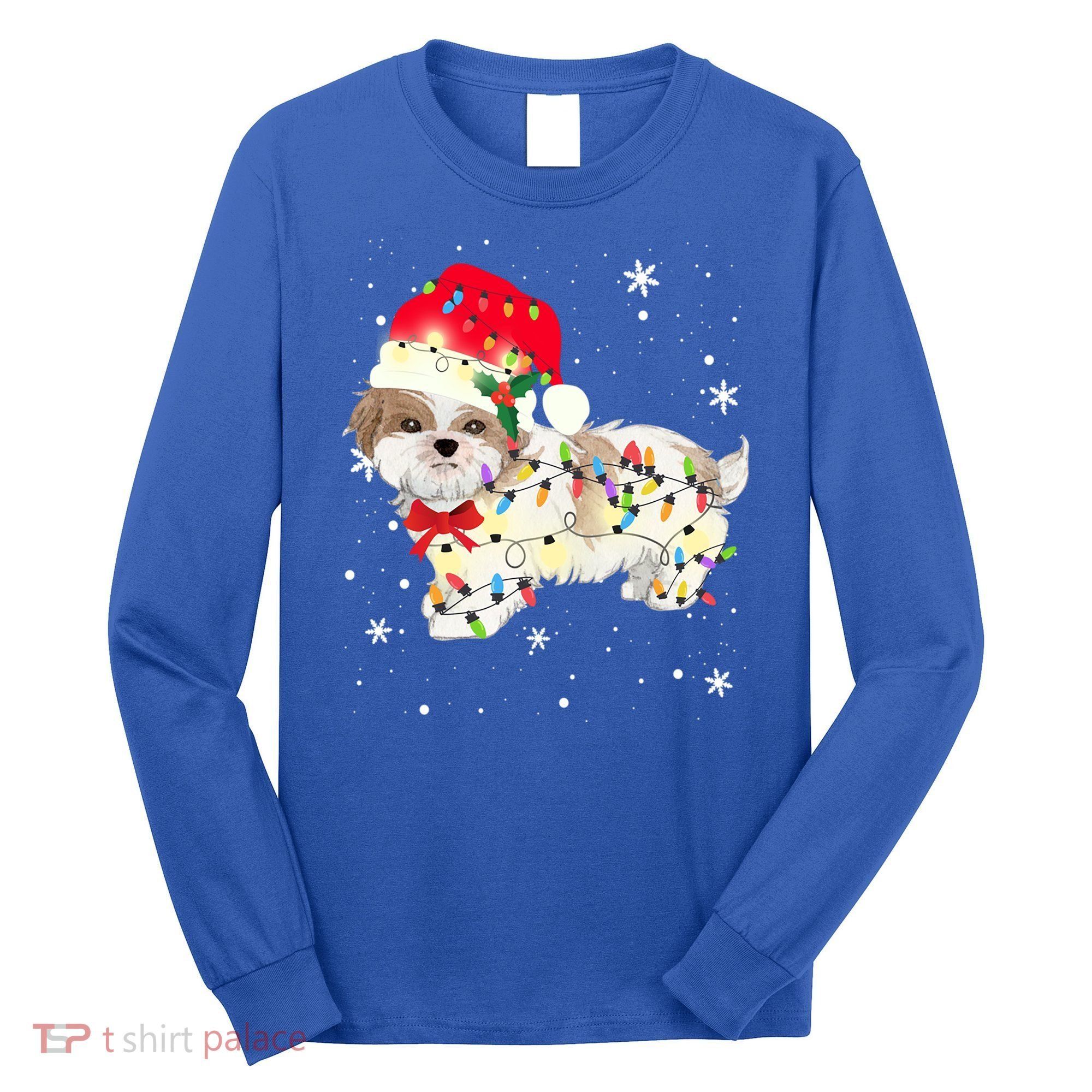 Shih Tzu Dog Christmas Light Xmas Mom Dad Funny Gift Great Gift Long Sleeve Shirt