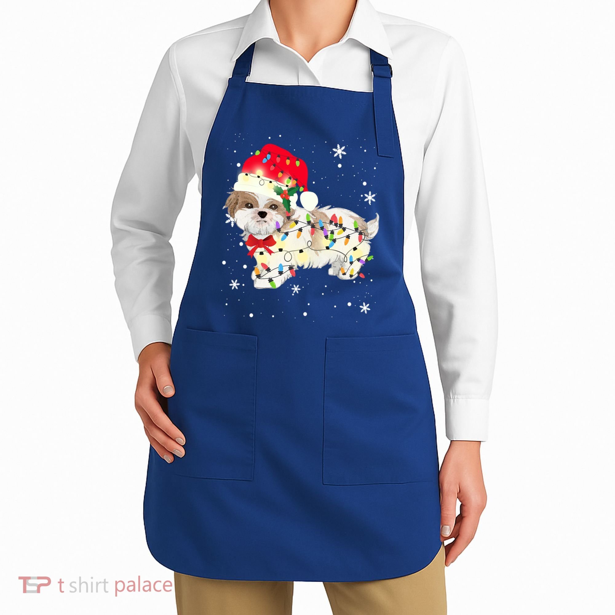Shih Tzu Dog Christmas Light Xmas Mom Dad Funny Gift Great Gift Apron