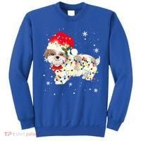 Shih Tzu Dog Christmas Light Xmas Mom Dad Funny Gift Great Gift Sweatshirt thumb 0