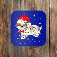Shih Tzu Dog Christmas Light Xmas Mom Dad Funny Gift Great Gift Coaster thumb 0