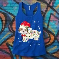 Shih Tzu Dog Christmas Light Xmas Mom Dad Funny Gift Great Gift Women's Tank Top thumb 3