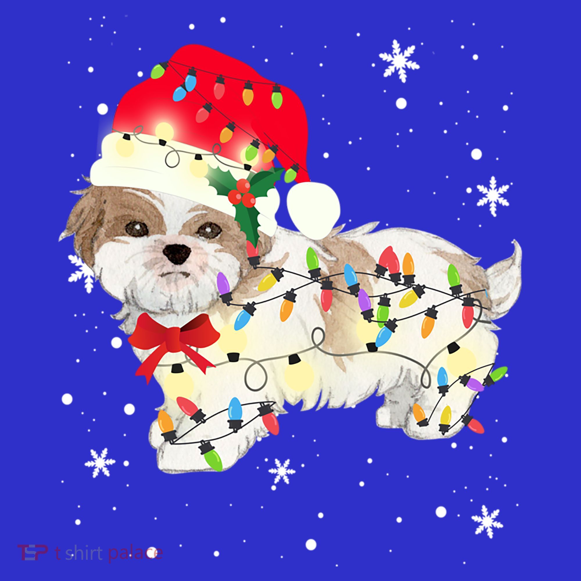 Shih Tzu Dog Christmas Light Xmas Mom Dad Funny Gift Great Gift Women's Tank Top